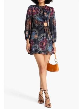 FARM Rio Floral Mini Dress - Sparkle Cut Out NWT